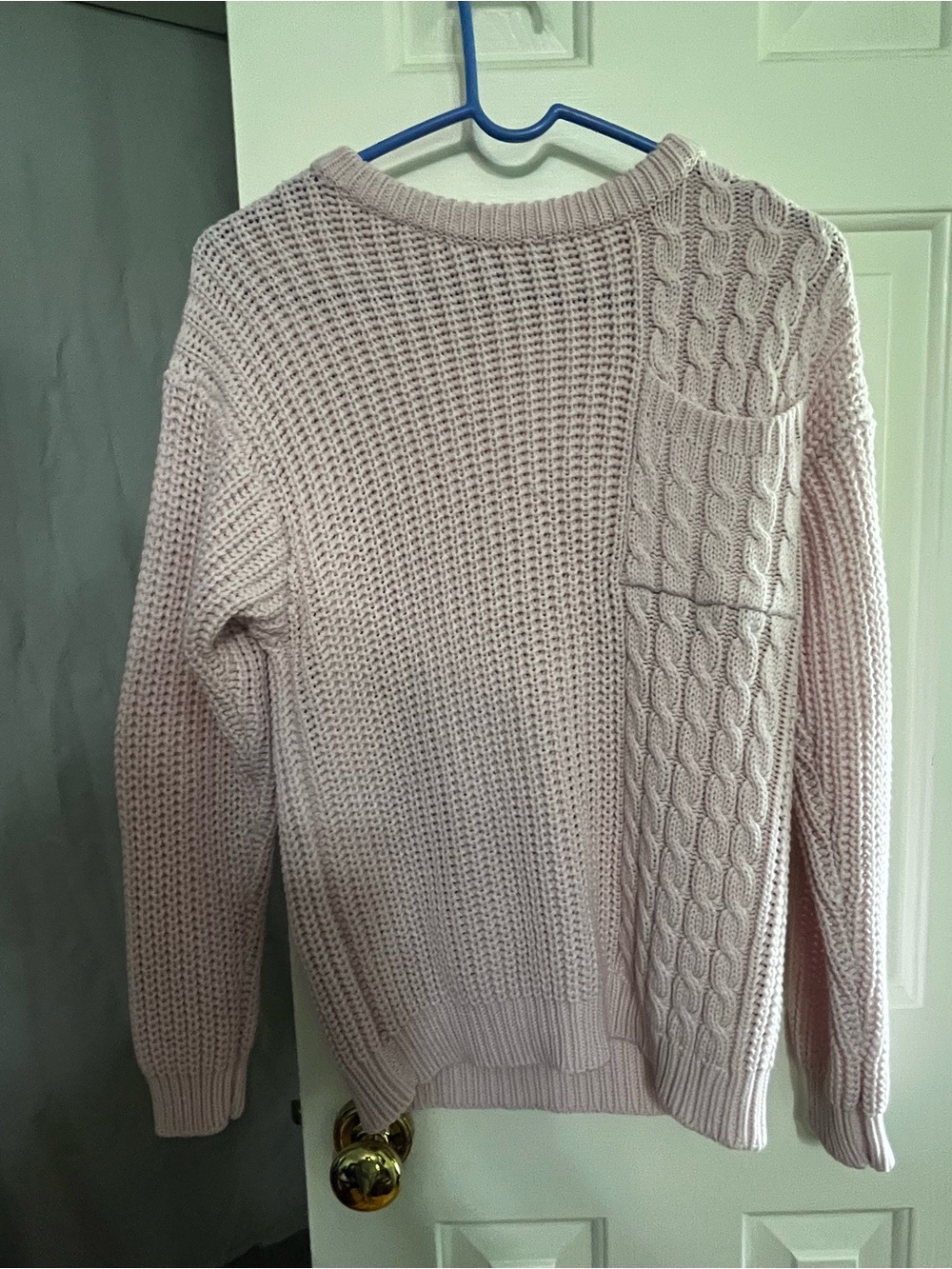 Chunky Cable Knit Sweater in Light Blush